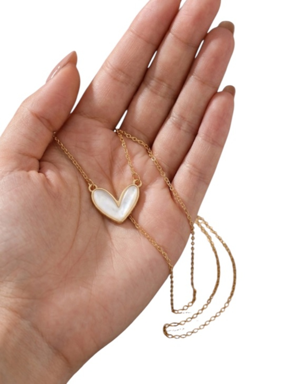 Gold Heart Necklace with Mother of Pearl Inlay
C4